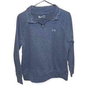 Under Armour Armour Fleece 1/4 Zip Pullover Black Mens Small Loose Fit 1359845